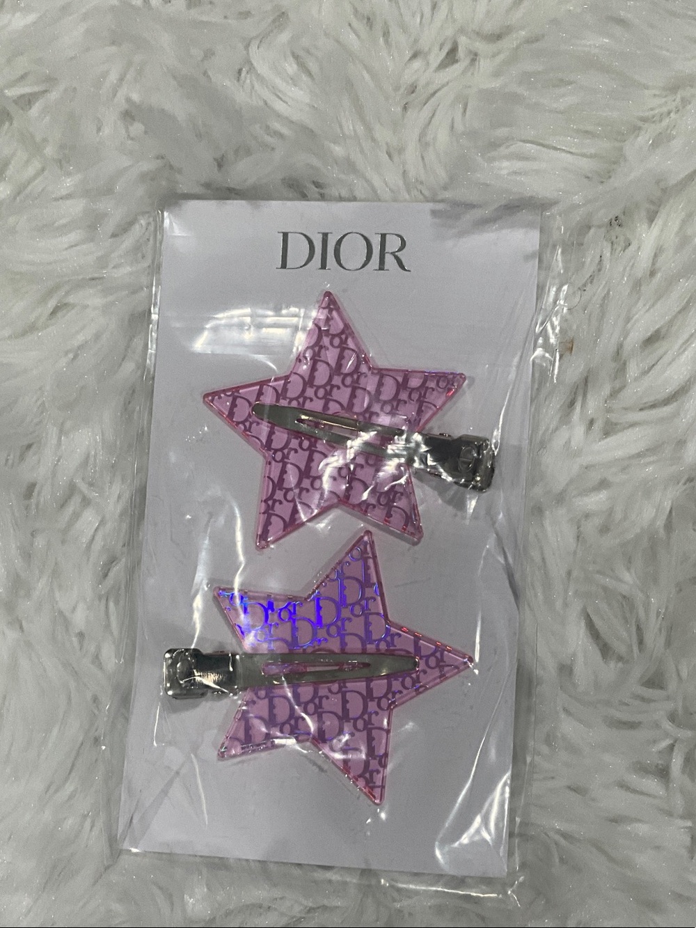 Dior Pink Star Logo Hair Clips - Set of 2